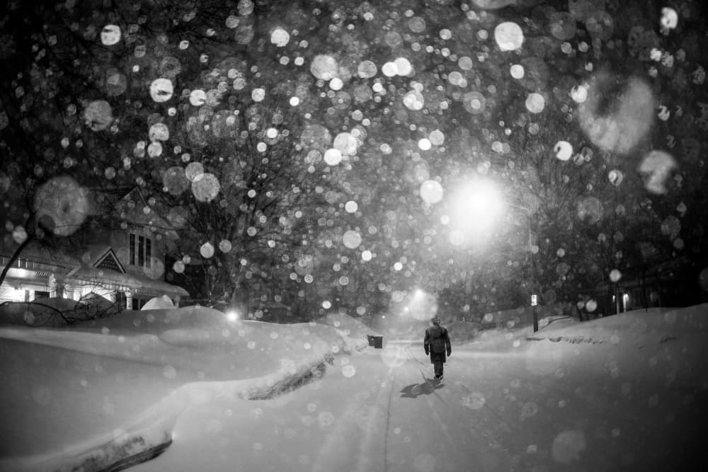 Snowy Night Walk by Michiko Ôtomo — canvas wall art