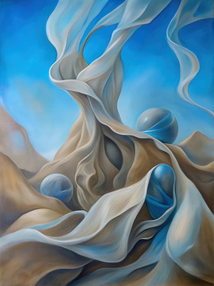 Flowing Desert Spheres by Miguel Bruzual — canvas wall art