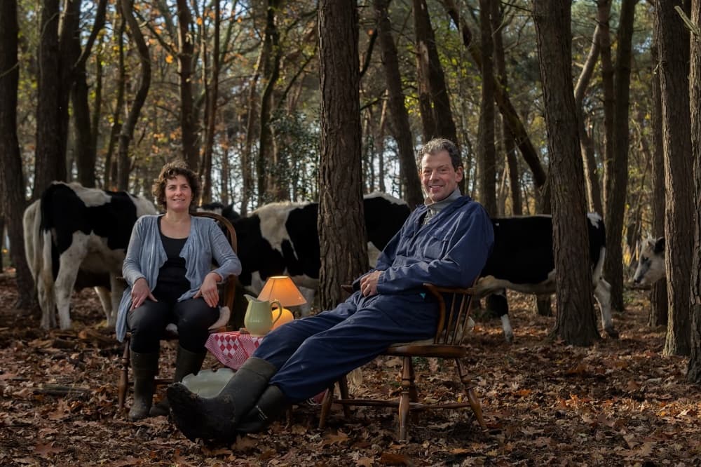 Forest Couple with Cows by Gert van den Bosch — canvas wall art