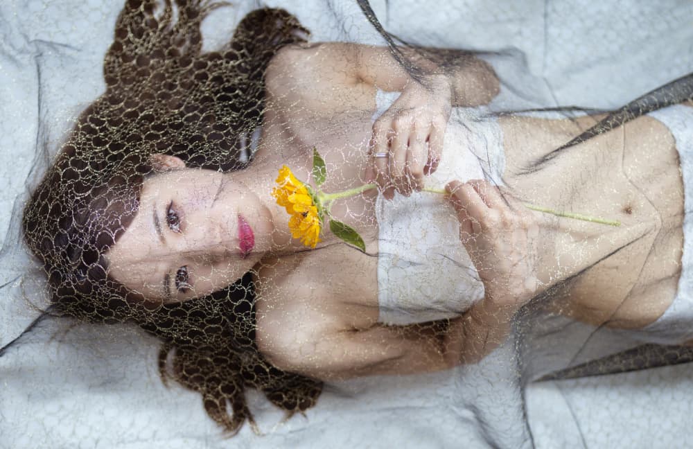 Ethereal Sunflower Portrait by Tsutomu Sakamoto — canvas wall art