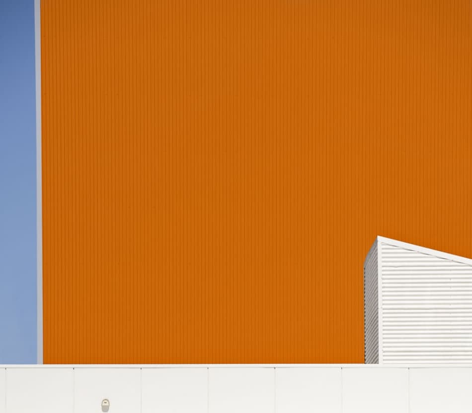 Orange Geometric Facade by Wayne Pearson — canvas wall art