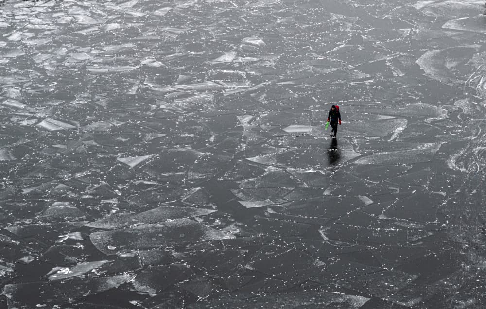 Solitary Walk on Ice by Karim Al Thahaby — canvas wall art