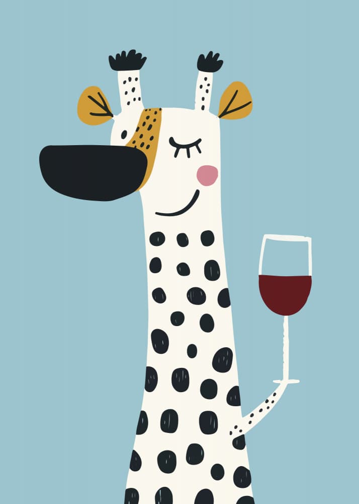 Smiling Giraffe With Wine by Andreas Magnusson — canvas wall art