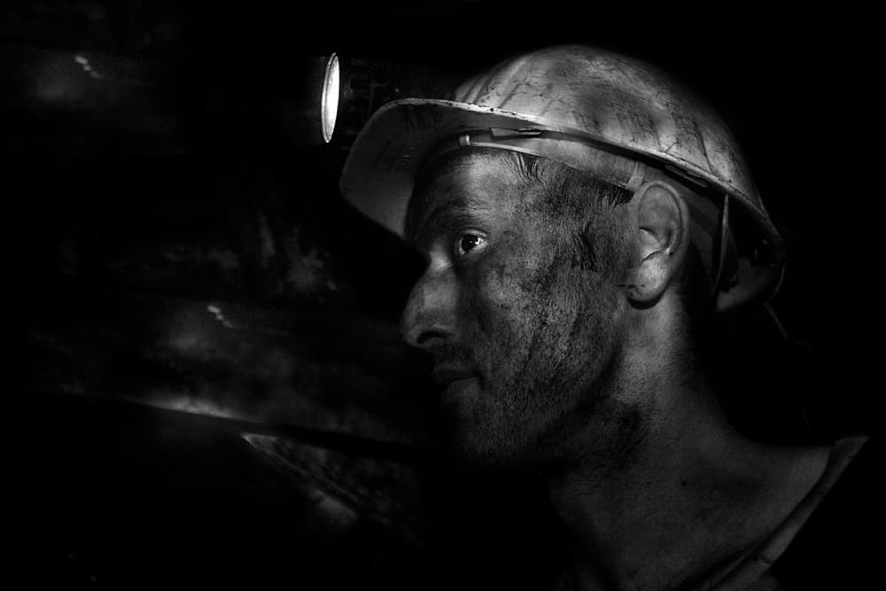 Gritty Miner Headlamp by Emine Basa — canvas wall art