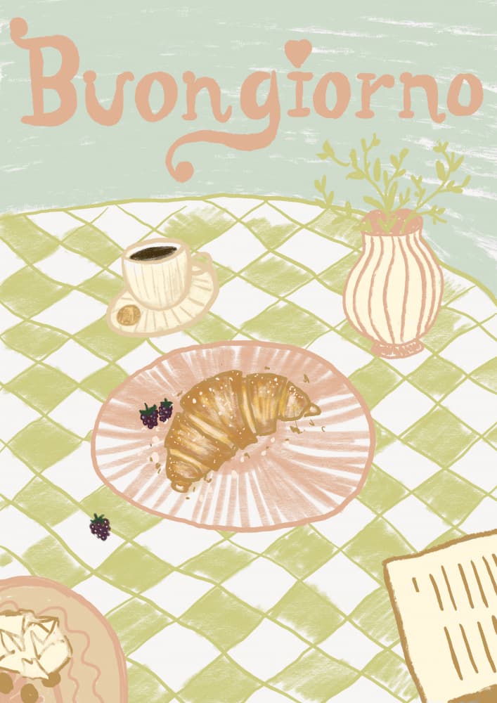 Buongiorno Breakfast Scene by Studio Dolci — canvas wall art