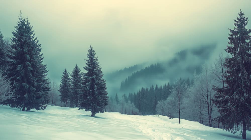 Misty Winter Forest by Pictufy Studio IV — canvas wall art