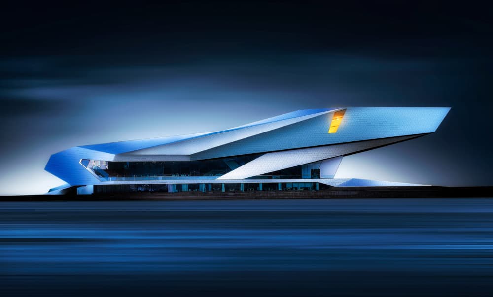 Sleek Blue Architecture by Dani Otero Sobrino — canvas wall art