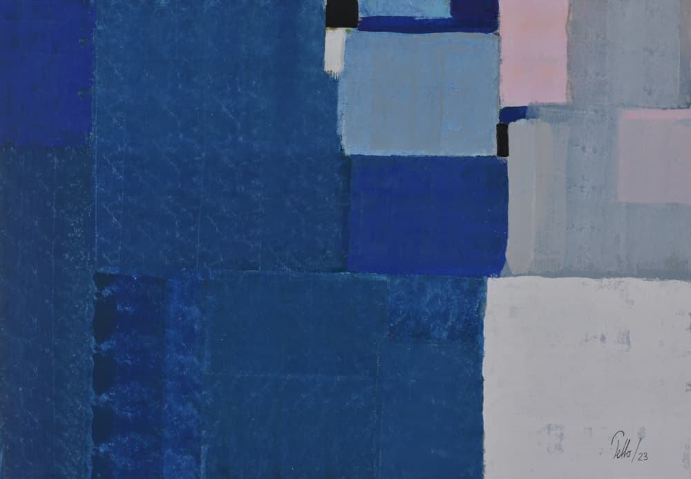 Blue Abstract Blocks by Mr PETTO — canvas wall art