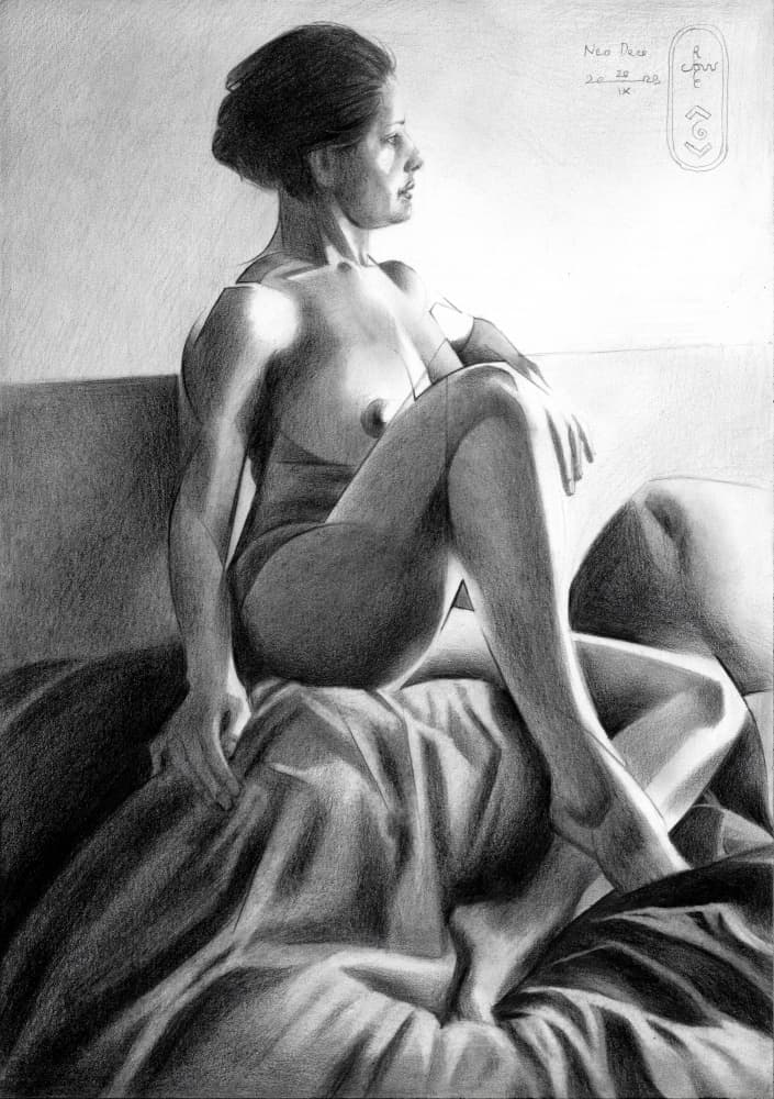 Pensive Nude Woman by Corné Akkers — canvas wall art