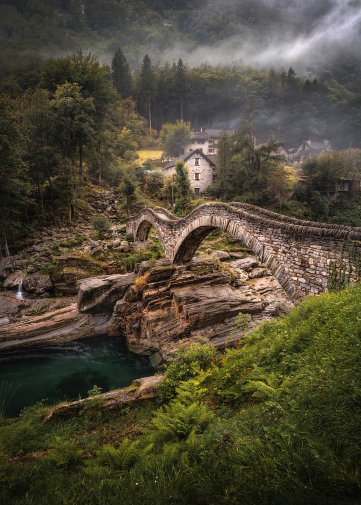 Misty Mountain Village by Nicholas — canvas wall art