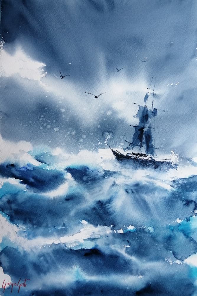 boat in the storm 3 by Giorgio Gosti — canvas wall art