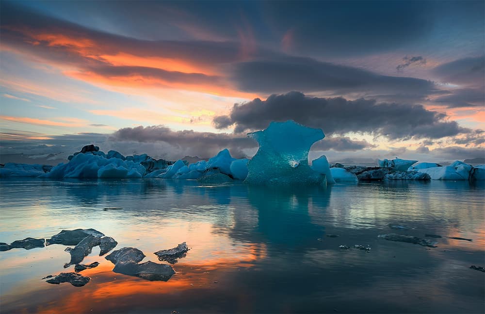 Sunset Glacier Lagoon by Keller — canvas wall art