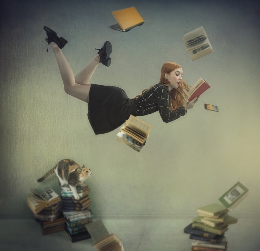 Dreamy Floating Reader by Svetlana Melik-Nubarova — canvas wall art