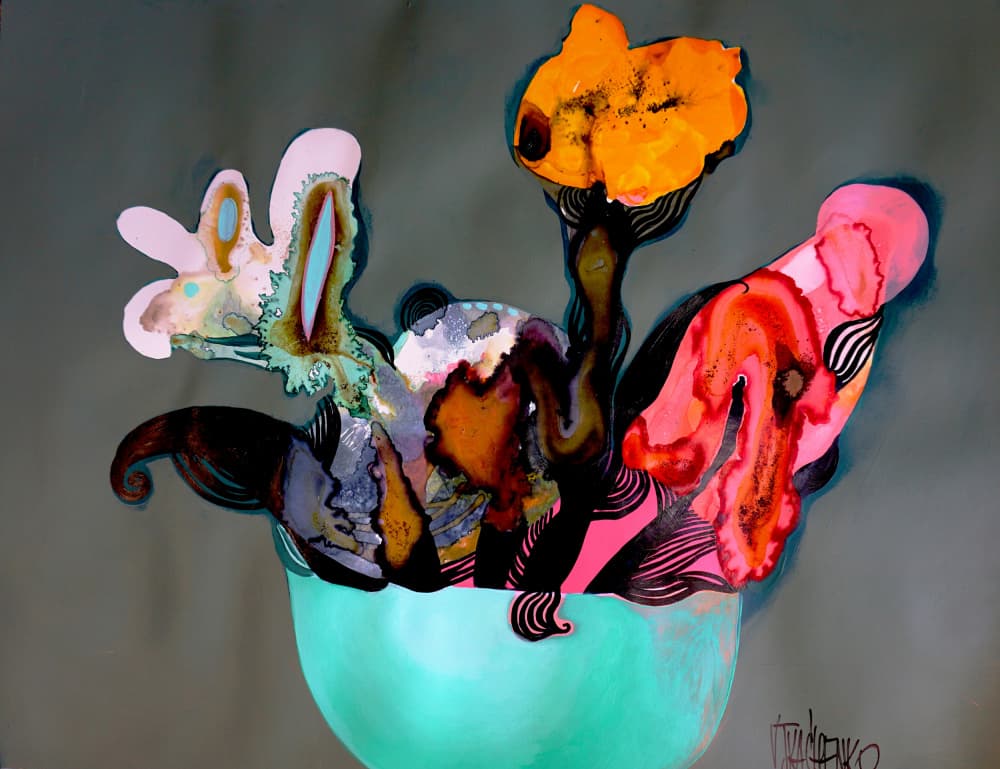 Vibrant Abstract Flowers by Victor Tkachenko — canvas wall art