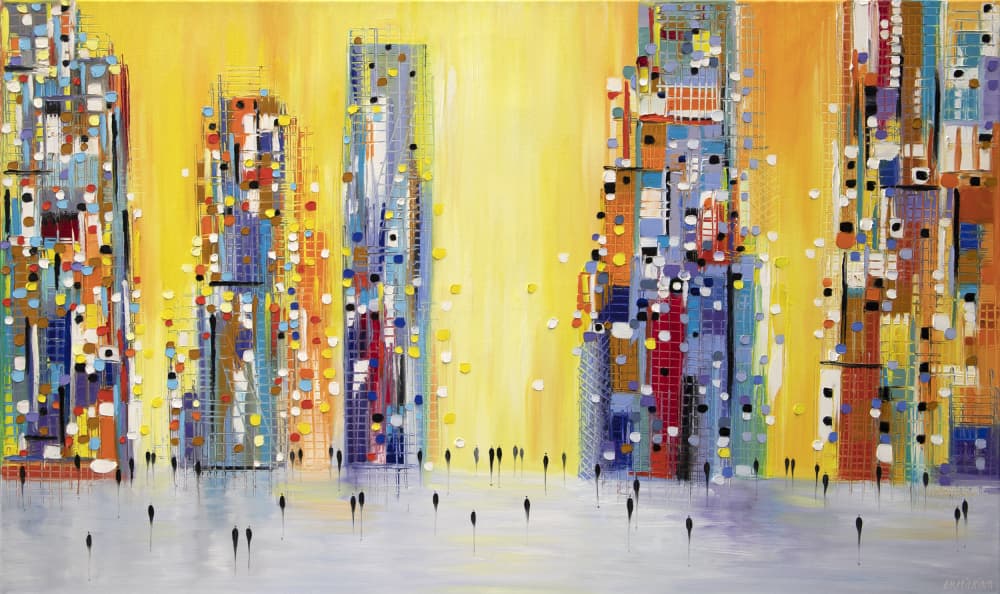 Vibrant Abstract City by Ekaterina Ermilkina — canvas wall art