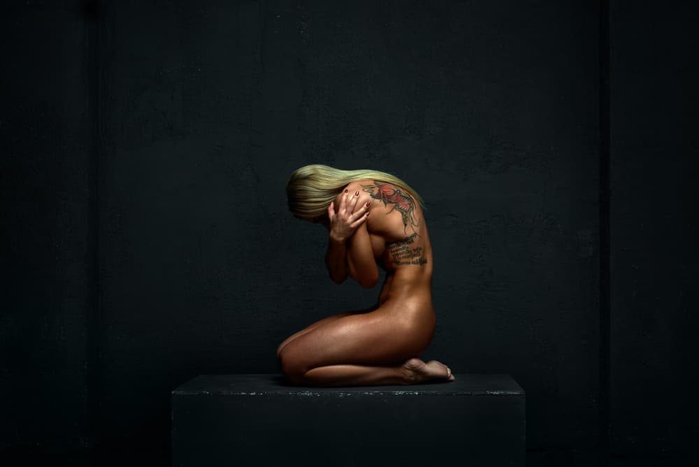 Vulnerable Kneeling Woman by Constantin Shestopalov — canvas wall art