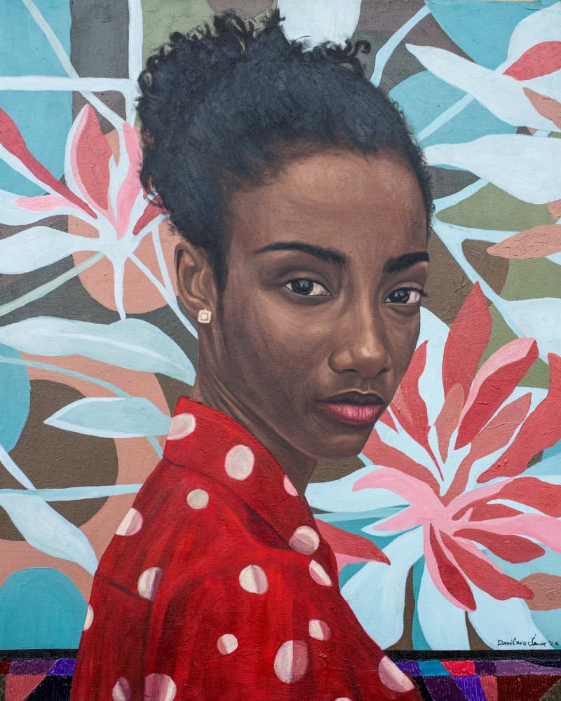 Red Polka Dot Portrait by Damilare Jamiu — canvas wall art