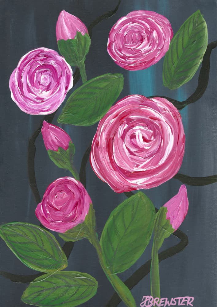 Vibrant Pink Blooms by Janine Brewster — canvas wall art