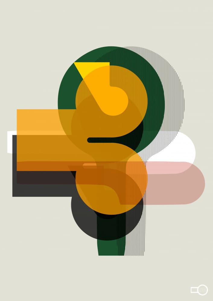 Geometric Number Three by Leigh Bagley — canvas wall art