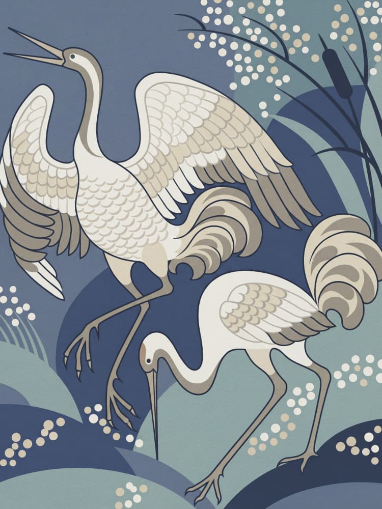 Elegant Cranes Marsh by Andreas Magnusson — canvas wall art