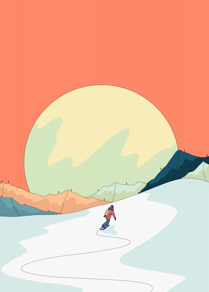 Snowboarder Under Winter Sun by Stephen Wade — canvas wall art