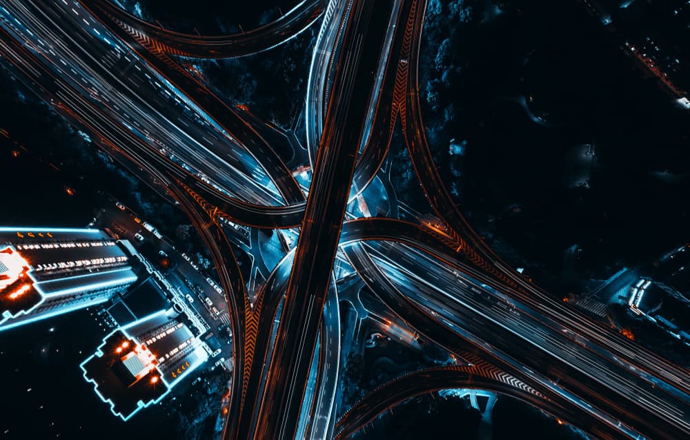 Intertwined City Lights by Carmine Chiriacò — canvas wall art