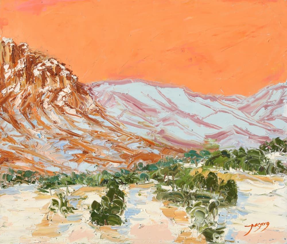 Orange Sky Desert Peaks by Jukyong Park — canvas wall art
