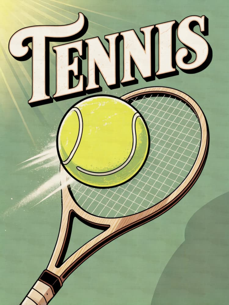 Retro Tennis Match by Andreas Magnusson — canvas wall art