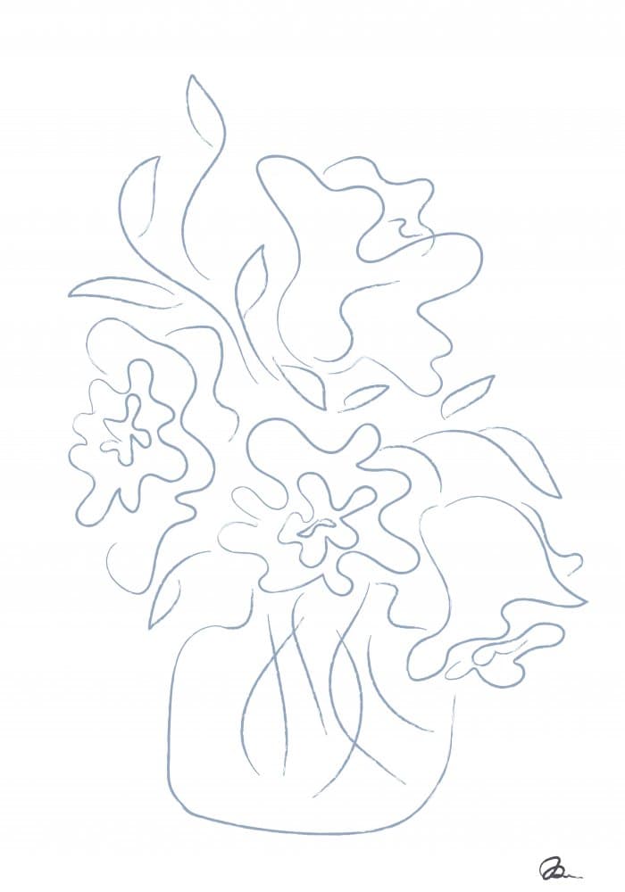 Elegant Line Flowers by Pictufy Studio II — canvas wall art