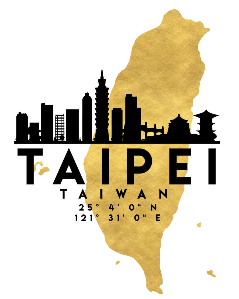 Golden Taipei Skyline by Emiliano Deificus — canvas wall art
