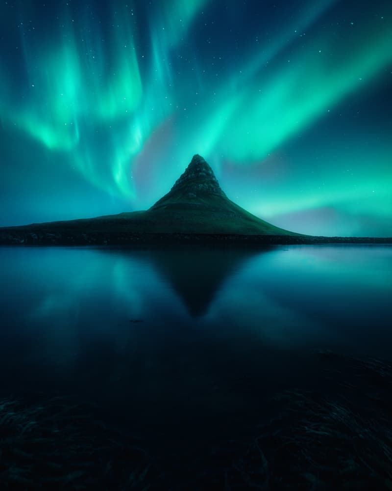 Kirkjufell Aurora Reflection by David George — canvas wall art