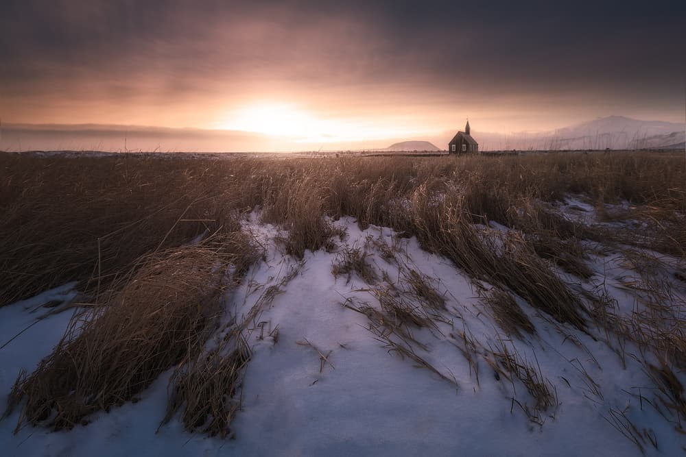 Isolated Winter Chapel by Guillermo García Delgado — canvas wall art