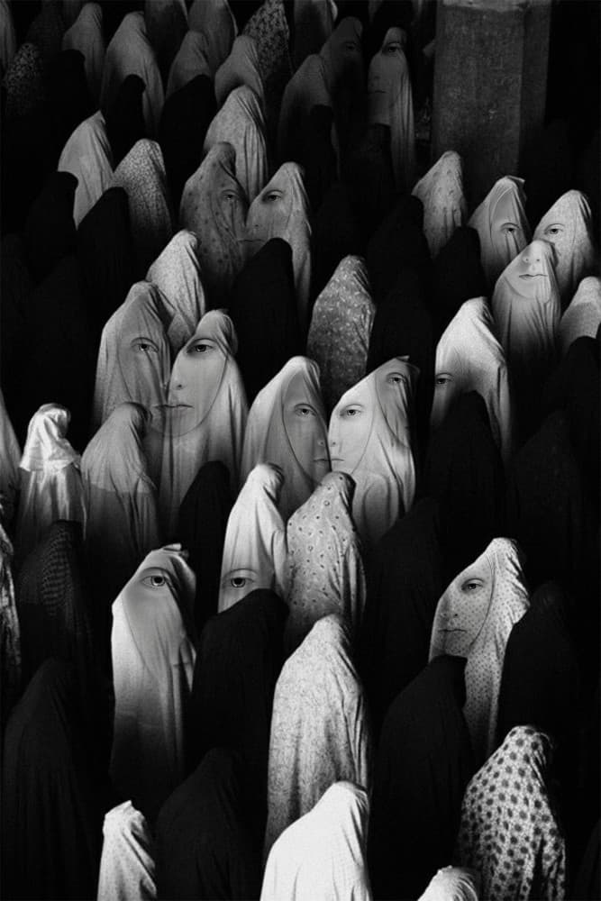 Veiled Faces Crowd by Hadi Malijani (Malenjani) — canvas wall art