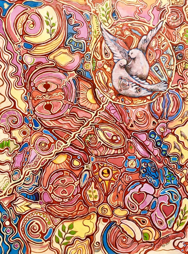 Abstract Love Birds by Anda Bieza — canvas wall art