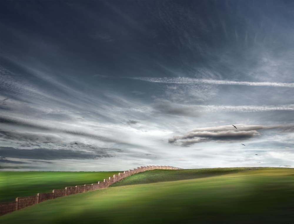 Winding Wall Green Hills by Chus Rodríguez — canvas wall art