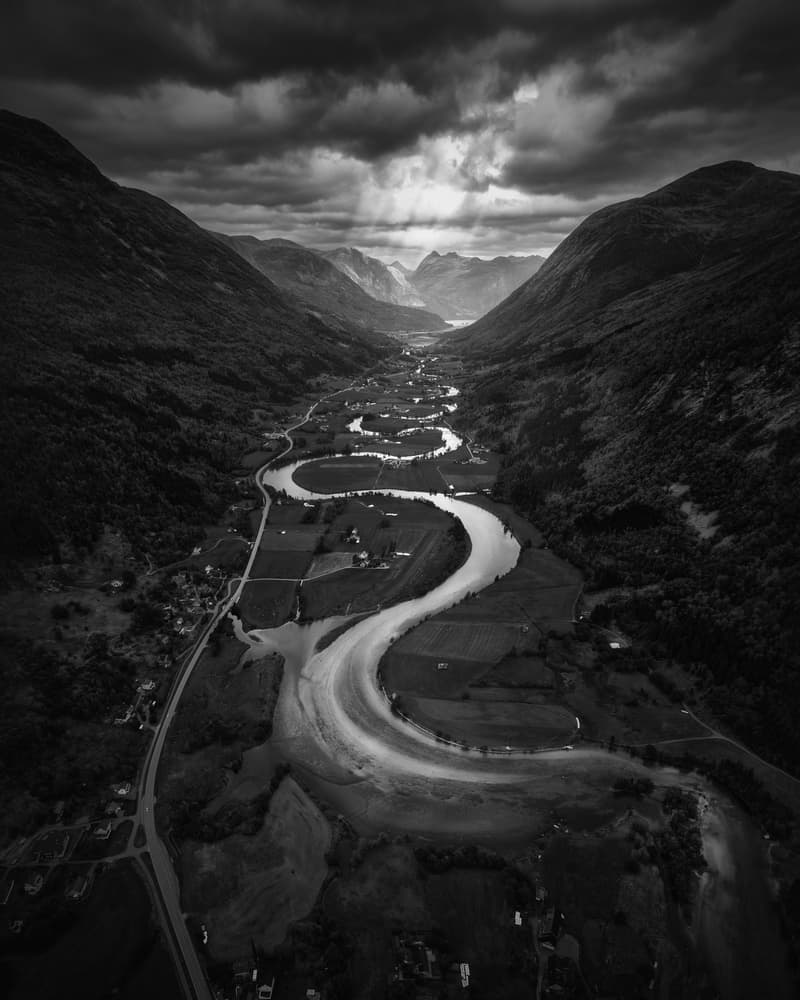 Dramatic Valley Sun Rays by Juan Pablo de Miguel — canvas wall art