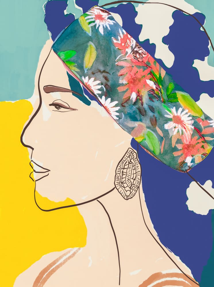 Woman in Floral Scarf by Beate Tubach — canvas wall art
