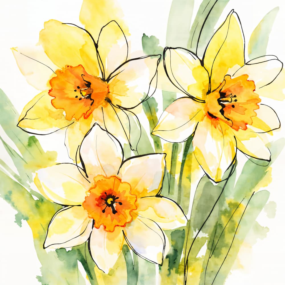 Yellow daffodils in bloom by Natalie Bruns — canvas wall art