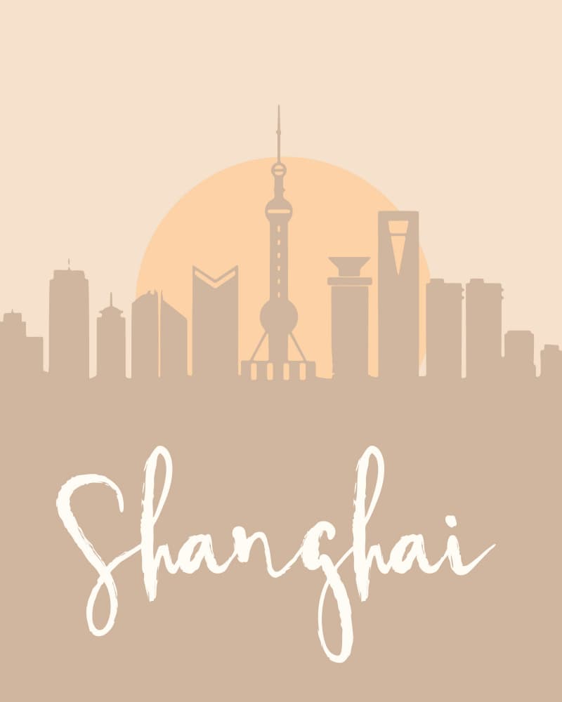 Shanghai Sunset Skyline by Emiliano Deificus — canvas wall art