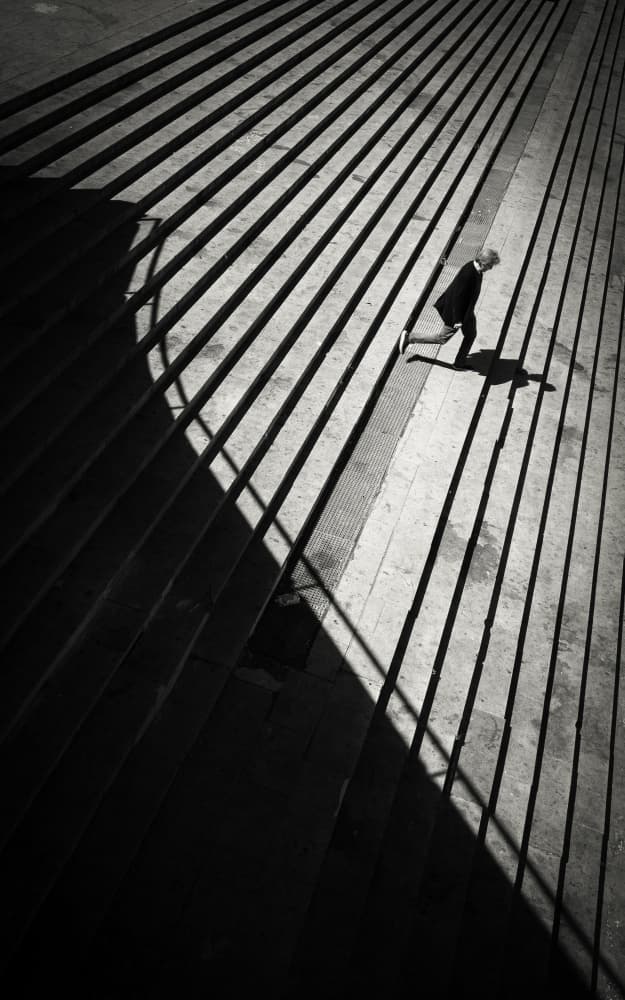 Man Descending Geometric Steps by Selaru Ovidiu — canvas wall art