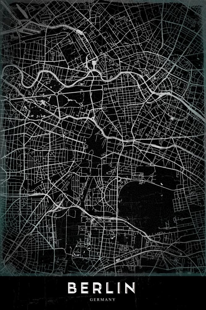 Elegant Berlin Map by StudioSix — canvas wall art