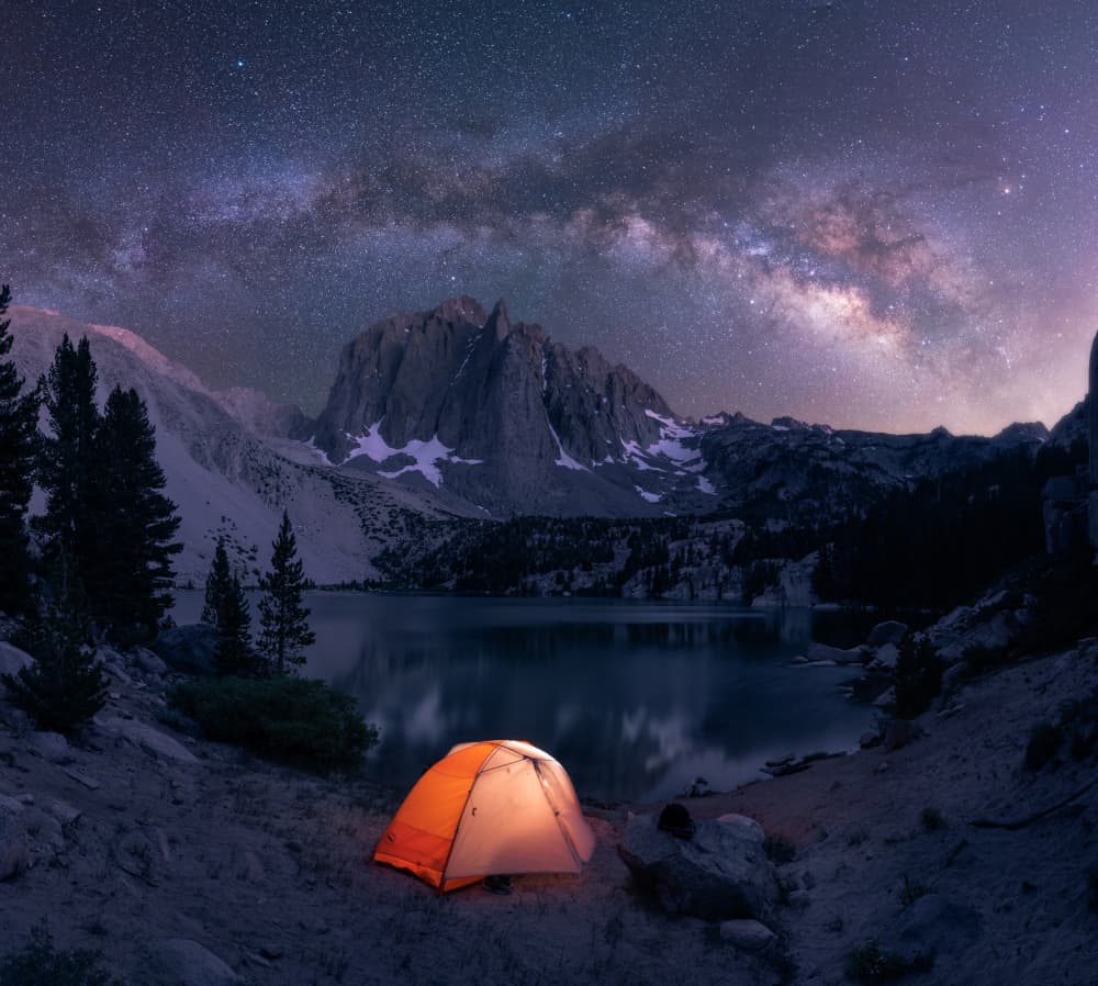 Milky Way Mountain Camping by Pritam De — canvas wall art