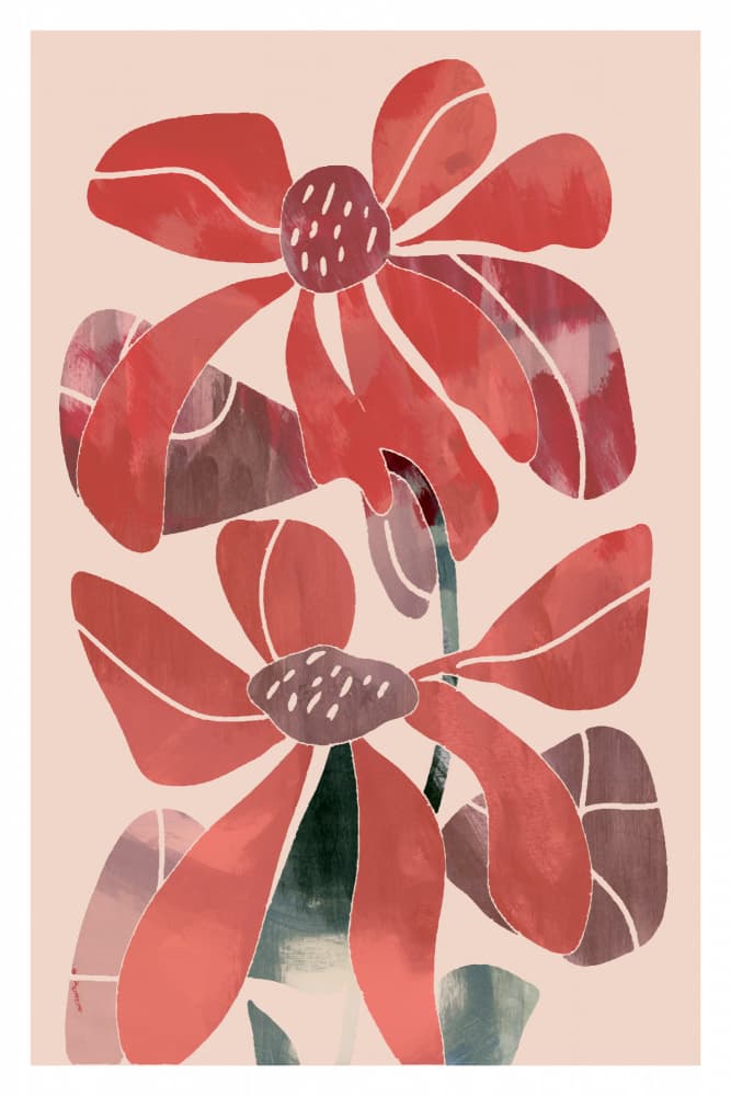 Abstract Coral Flowers by casa cartissi — canvas wall art
