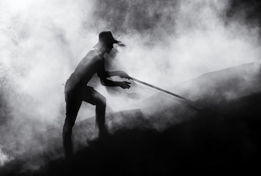 Working Man in Smoke by durmusceylan — canvas wall art