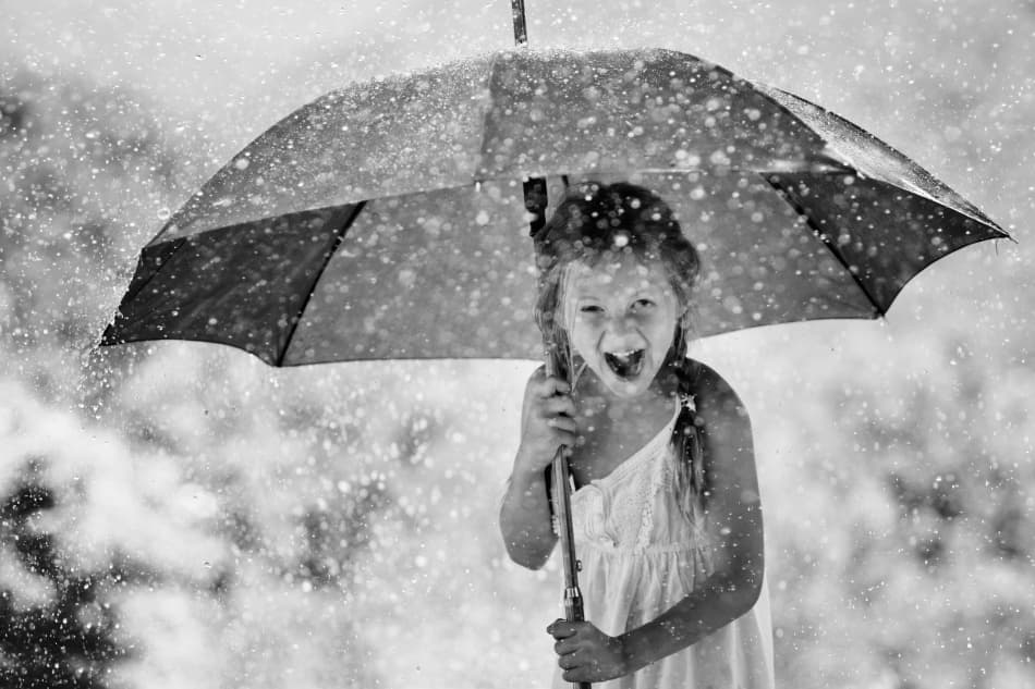 Happy Umbrella Girl by Elena Karagyozova — canvas wall art