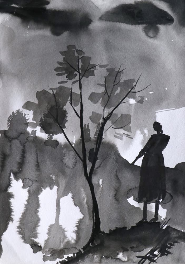 Solitary Figure Dark Sky by Santhosh ch — canvas wall art