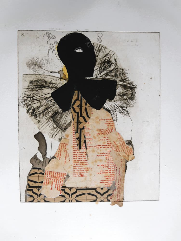 Masked Figure Collage by Doris Schmitz — canvas wall art