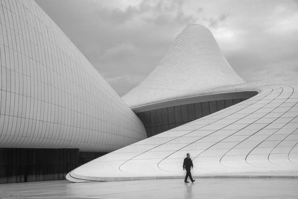 Man and Modern Curves by Gulsen Yilman — canvas wall art
