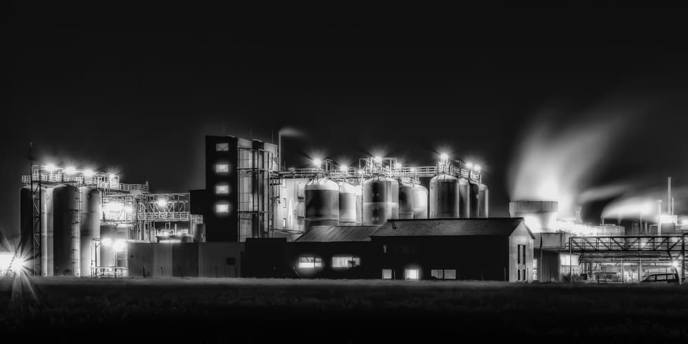 Industrial Night Glow by Jörg Vollrath — canvas wall art