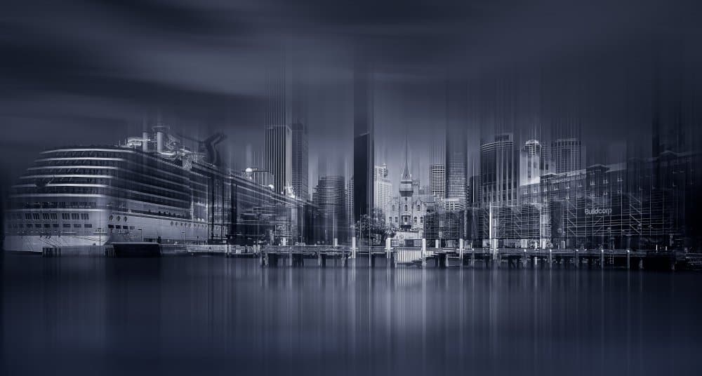 Vaporous City Harbor by Weihong  Liu — canvas wall art